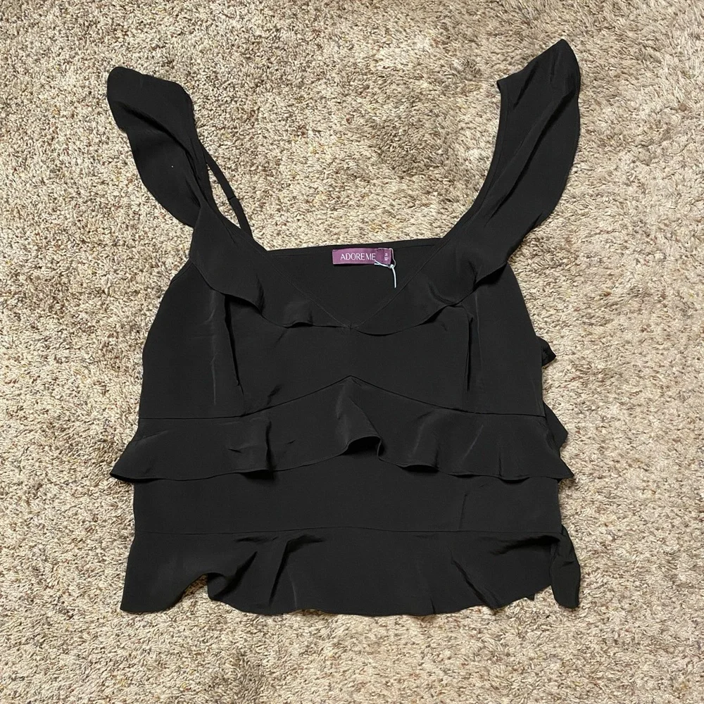 NWT Adore Me Bay Lake Cami Black Ruffle Work Top Size 2x - Picture 2 of 13